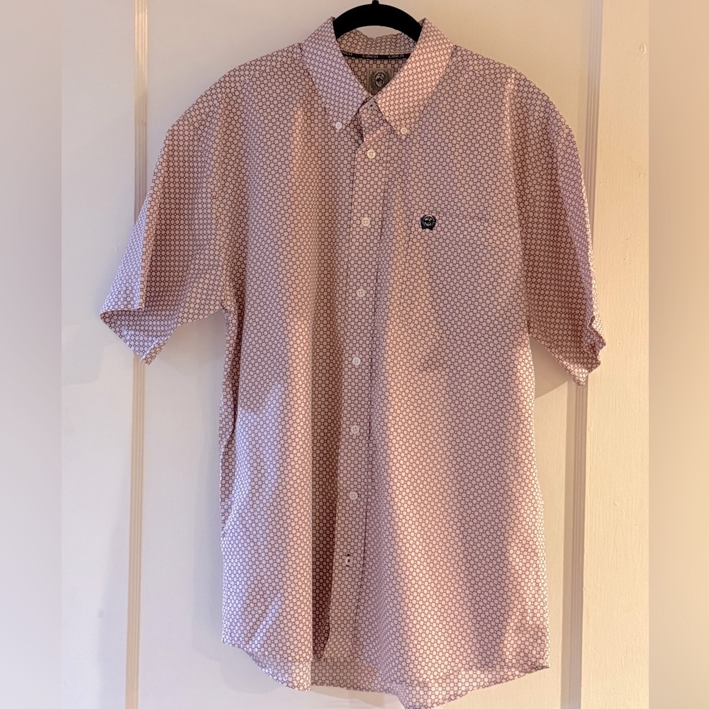 Cinch Geometric Print Short Sleeve Shirt Size M
